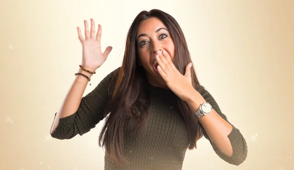 Mujer haciendo gesto sorpresa — Foto de Stock