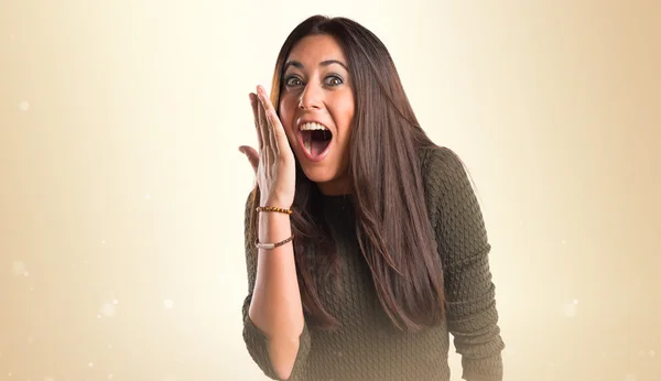 Woman doing surprise gesture — Stock Photo, Image