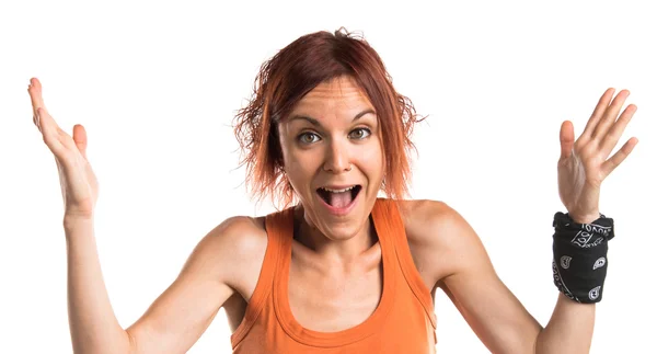 Woman doing surprise gesture — Stock Photo, Image