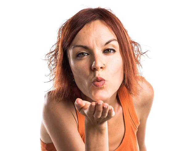 Woman sending a kiss — Stock Photo, Image