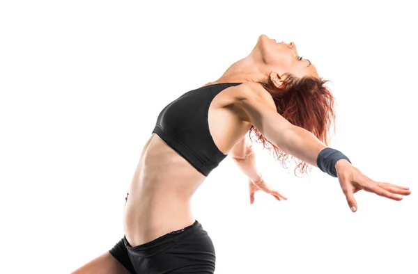 Redhead vrouw op witte achtergrond — Stockfoto