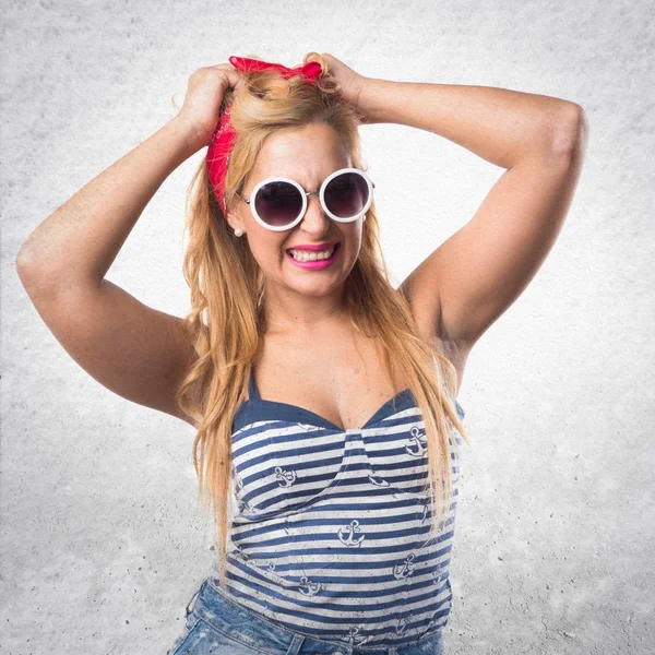 Frustrado pin-up menina — Fotografia de Stock