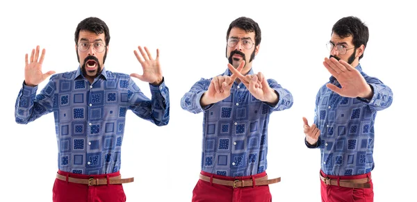 Vintage joven haciendo señal de stop — Foto de Stock