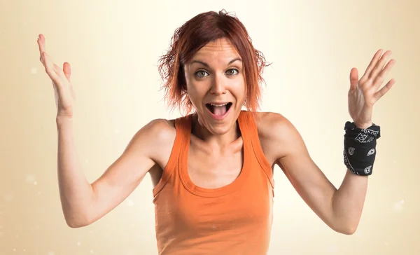 Woman doing surprise gesture — Stock Photo, Image