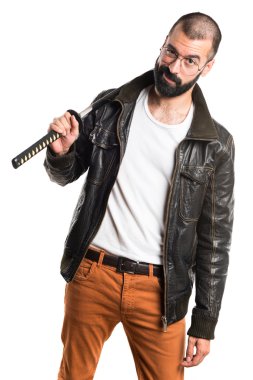 Pezevenk adam katana ile