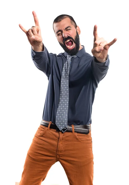 Homem fazendo gesto de chifre — Fotografia de Stock