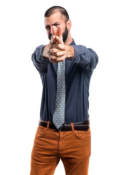 Homem fazendo gesto arma — Fotografia de Stock
