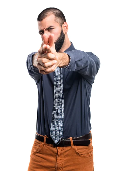 Hombre haciendo gesto de arma — Foto de Stock