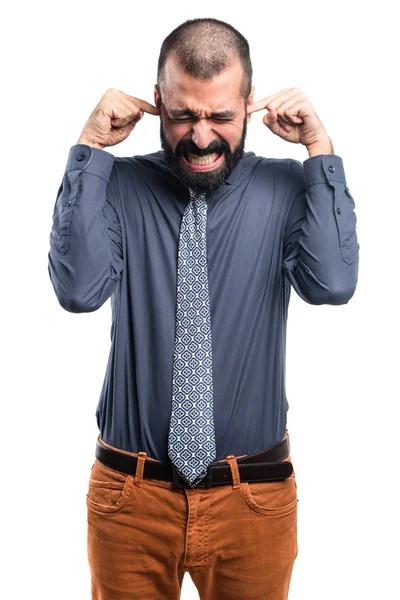 Man covering his ears — Stock Photo, Image