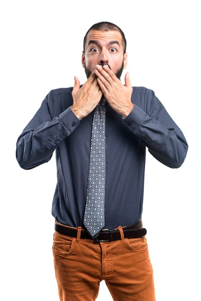 Man covering his mouth — Stock Photo, Image