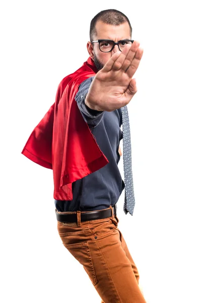 Super bohater Dokonywanie znak stop — Zdjęcie stockowe