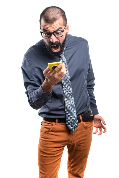 Man talking to mobile — Stock Photo, Image