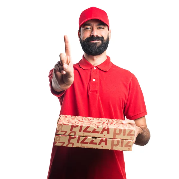 Pizzabote zählt einen — Stockfoto