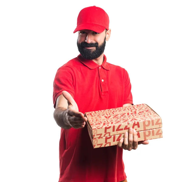 Pizzabote macht einen Deal — Stockfoto