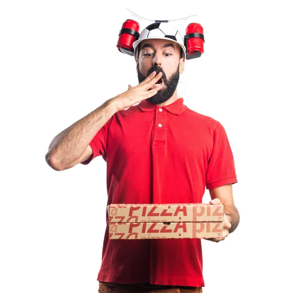 Доставщик пиццы делает неожиданный жест — стоковое фото