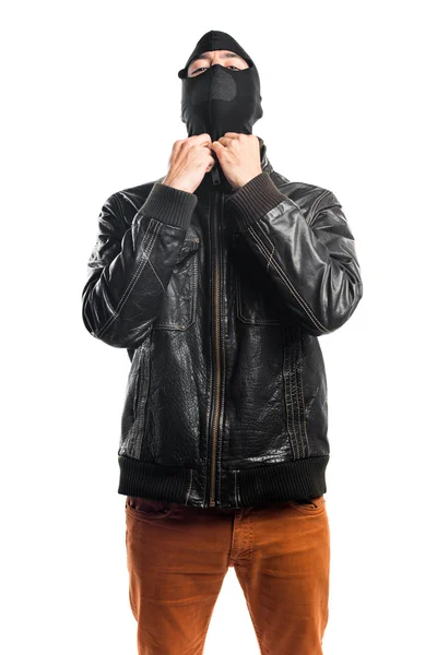 Räuber trug Lederjacke — Stockfoto