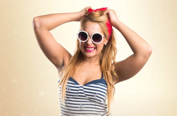 Frustrado pin-up menina — Fotografia de Stock