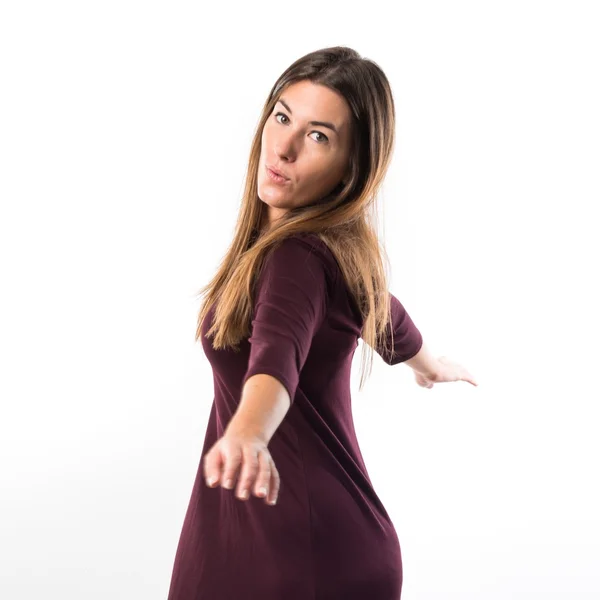 Pretty brunette woman in studio — Stock Photo, Image