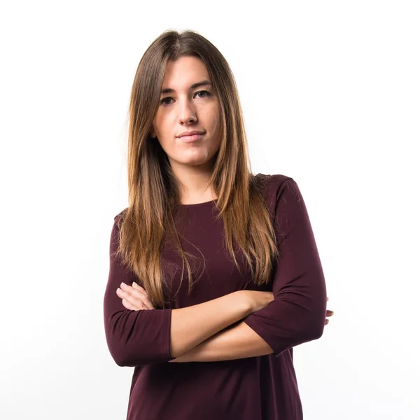 Pretty brunette woman in studio — Stock Photo, Image