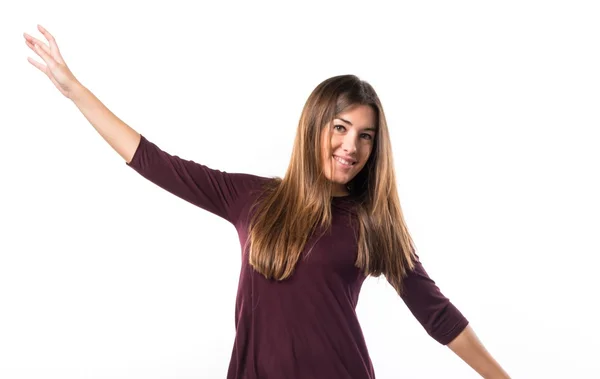 Pretty brunette woman in studio — Stock Photo, Image