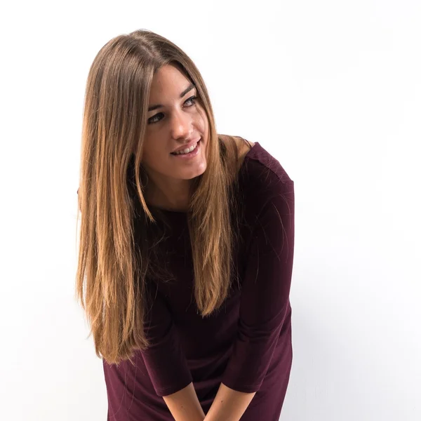 Pretty brunette woman in studio — Stock Photo, Image