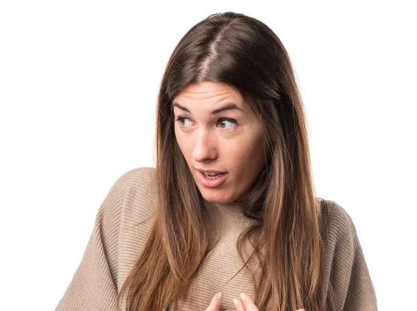 Girl doing surprise gesture — Stock Photo, Image