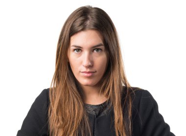 Beyaz arka plan üzerinde güzel bir kız