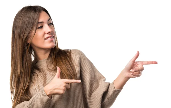 Chica señalando hacia el lateral — Foto de Stock