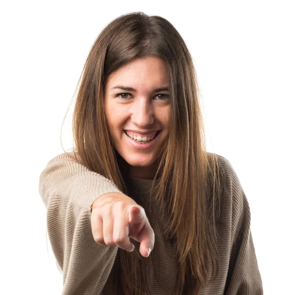 Chica señalando hacia el frente —  Fotos de Stock