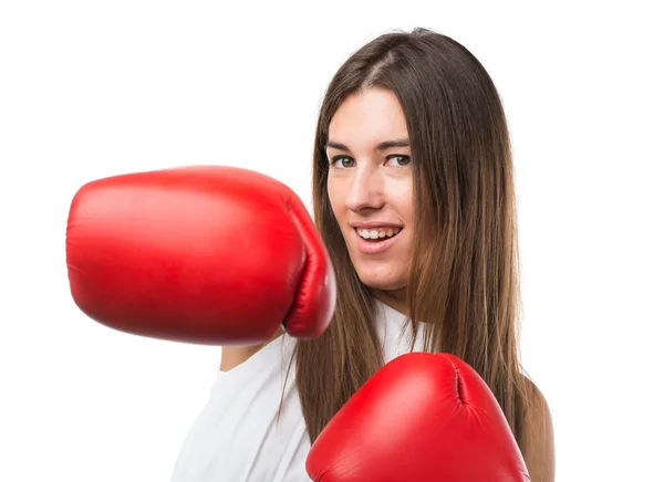 Hübsche Mädchen in über ocker Hintergrund — Stockfoto