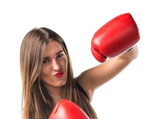 Hübsche Mädchen in über ocker Hintergrund — Stockfoto