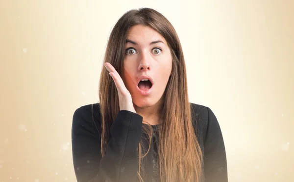 Girl doing surprise gesture — Stock Photo, Image