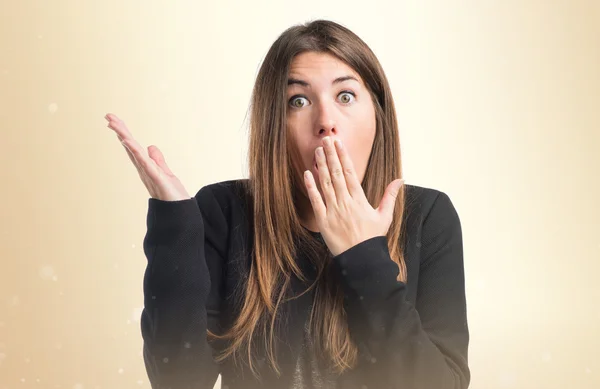 Girl doing surprise gesture — Stock Photo, Image