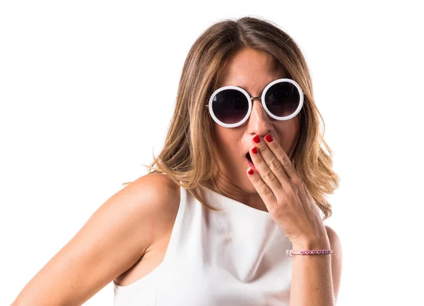 Mujer haciendo gesto sorpresa —  Fotos de Stock