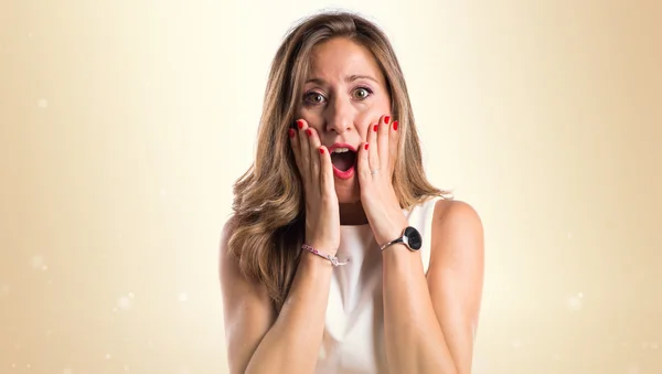 Žena, která dělá gesto překvapení — Stock fotografie
