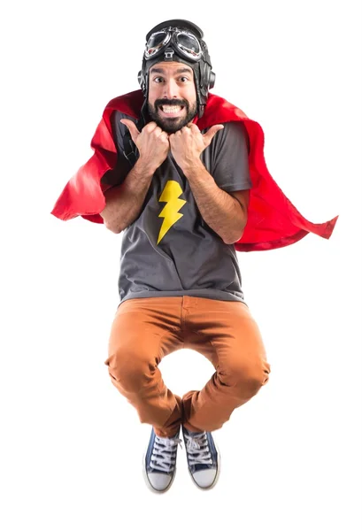 Superhjälte med tumme upp — Stockfoto