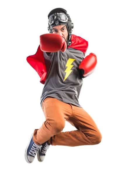 Superhéroe con guantes de boxeo —  Fotos de Stock