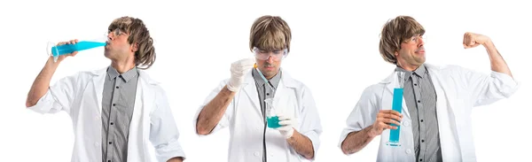 Scientist drinking a potion — Stock Photo, Image
