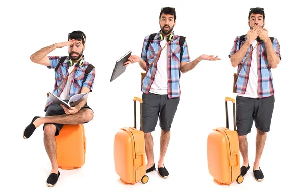 Tourist making unimportant gesture — Stock Photo, Image