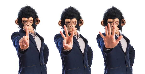 Monkey man counting one — Stock Photo, Image