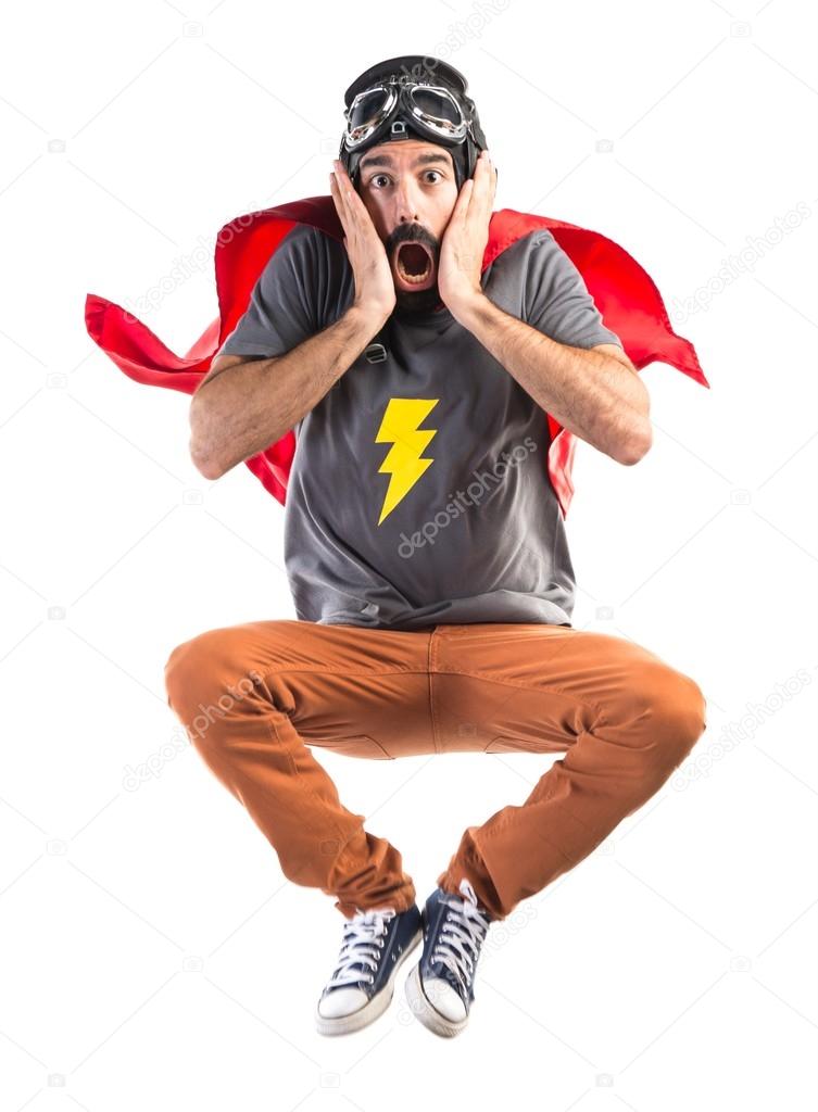 Superhero doing surprise gesture