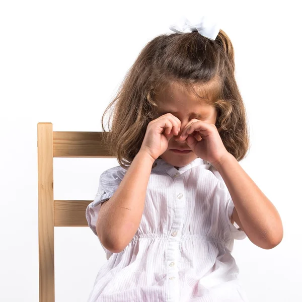 Blonde kid over white background — Stock Photo, Image