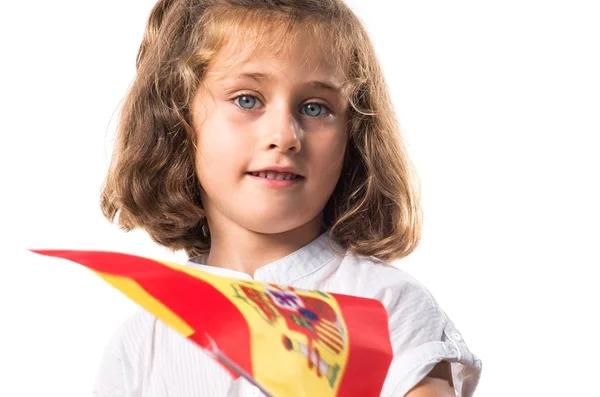 Мальчик с испанским флагом — стоковое фото