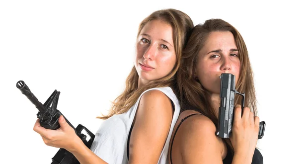 Holding bir Smg ve silah arkadaşları — Stok fotoğraf