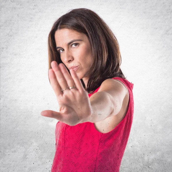 Woman making stop sign — Stock Photo, Image