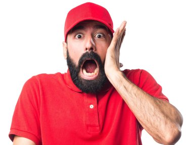 Pizza teslimi adam sürpriz jest yapıyor