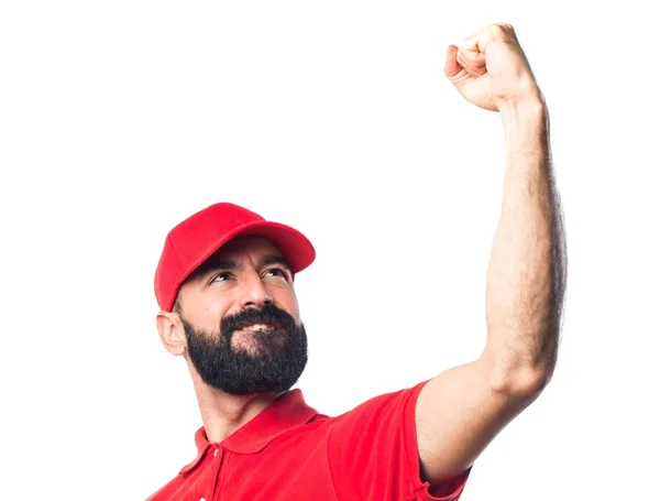 Lucky Pizza delivery man — Stock Photo, Image