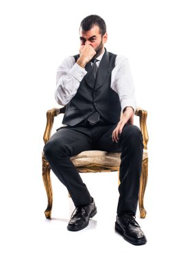 İşadamı kötü jest kokulu yapma