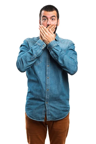 Man covering his mouth — Stock Photo, Image