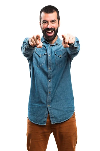 Hombre señalando hacia el frente — Foto de Stock